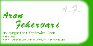 aron fehervari business card